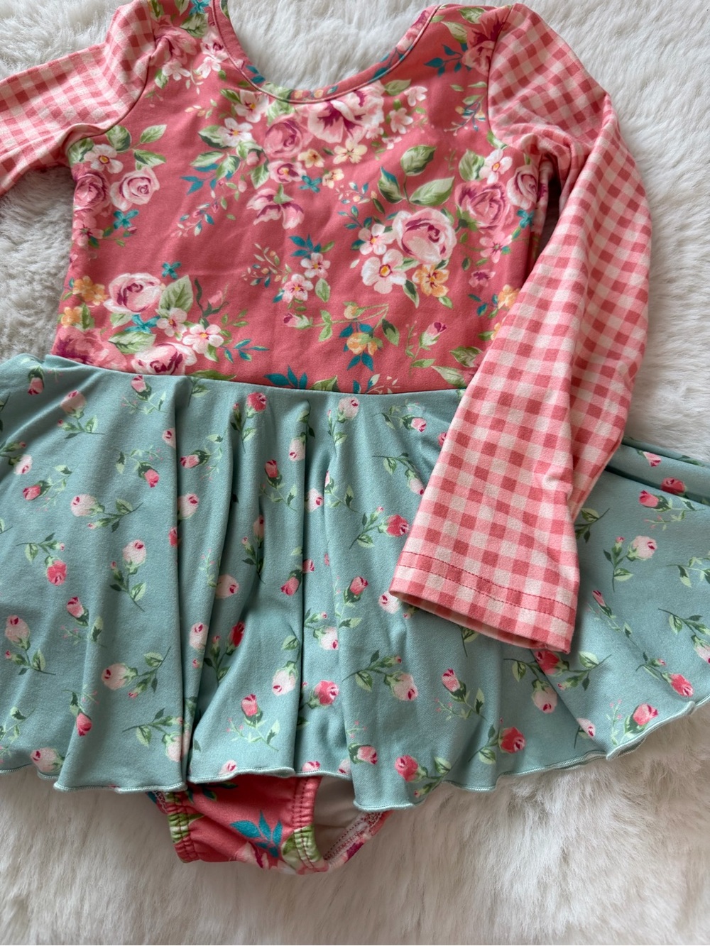 Cheeky Plum Floral Pink & Mint Girls Dance Leotard 5T Leotard - Picture 3 of 5